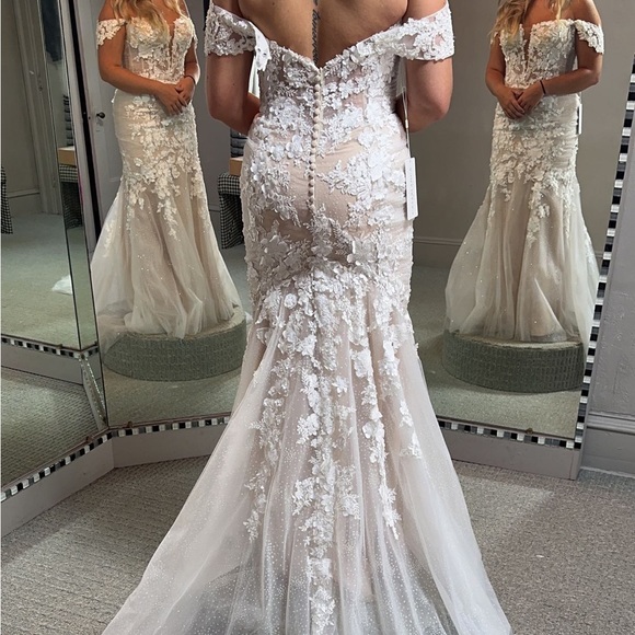 Morilee wedding dress with off shoulder sleeves